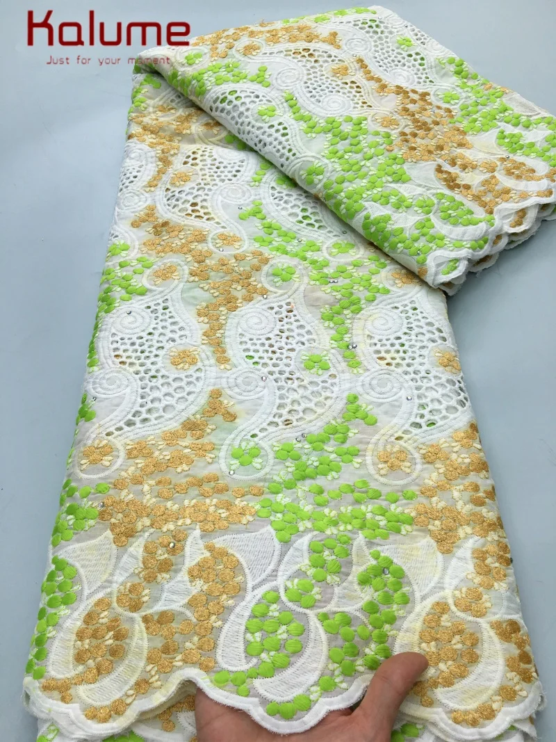 

Kalume African Nigeria Cotton Lace Fabric 2025 Luxury Classic High Quality African Cotton Lace Fabirc for Sewing Dress F1919