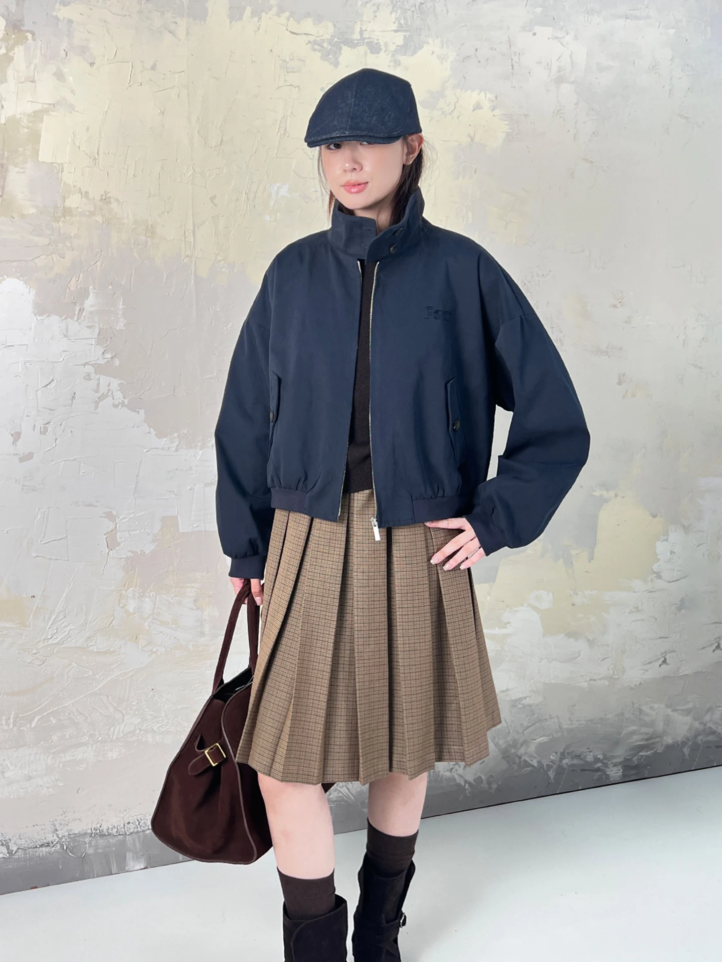 

Новая женская повседневная куртка Miu из чесаного хлопка с воротником-стойкой, осенняя модная верхняя одежда для женщин