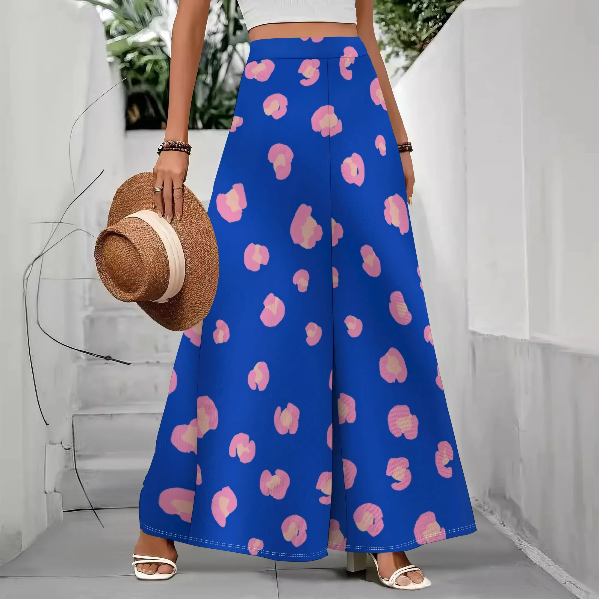 

EQQZD Women's Charcoal Grey Solid Wide-Leg Flare Pants Polyester Work Fall Sleek