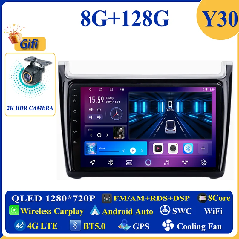 Android 16 Carplay Auto voor VW Volkswagen POLO 5 2008 - 2017 autoradio multimediaspeler navigatie GPS geen 2Din 2 Din DVD