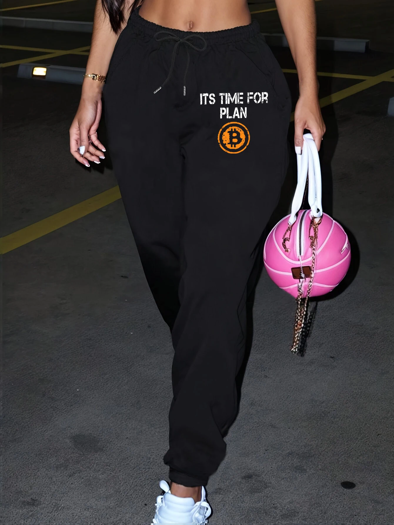 Seine Zeit für Plan B Druck Tasche Sportpants Frauen Kordelzug Fleece Jogginghose All-Match Jogging Hosen Casual Herbst Hosen