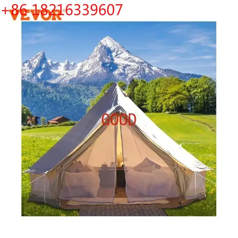

Палатка для кемпинга TAO VEVOR, 3-7 м, водонепроницаемая, из хлопкового брезента, в форме колокола, для активного отдыха, 4 сезона, для семейных вечеринок, пикников, юрта с отверстием для печи, на 4-12 человек