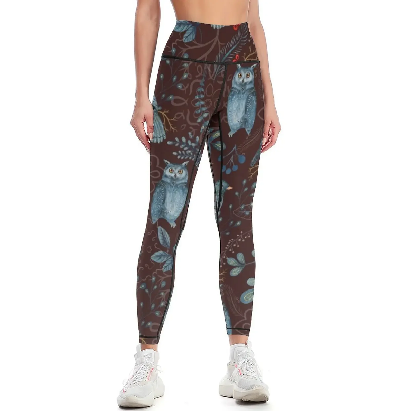 

Folk Art Owl Leggings Women's gym for fitness sports tennis for Women sportwear Womens Leggings