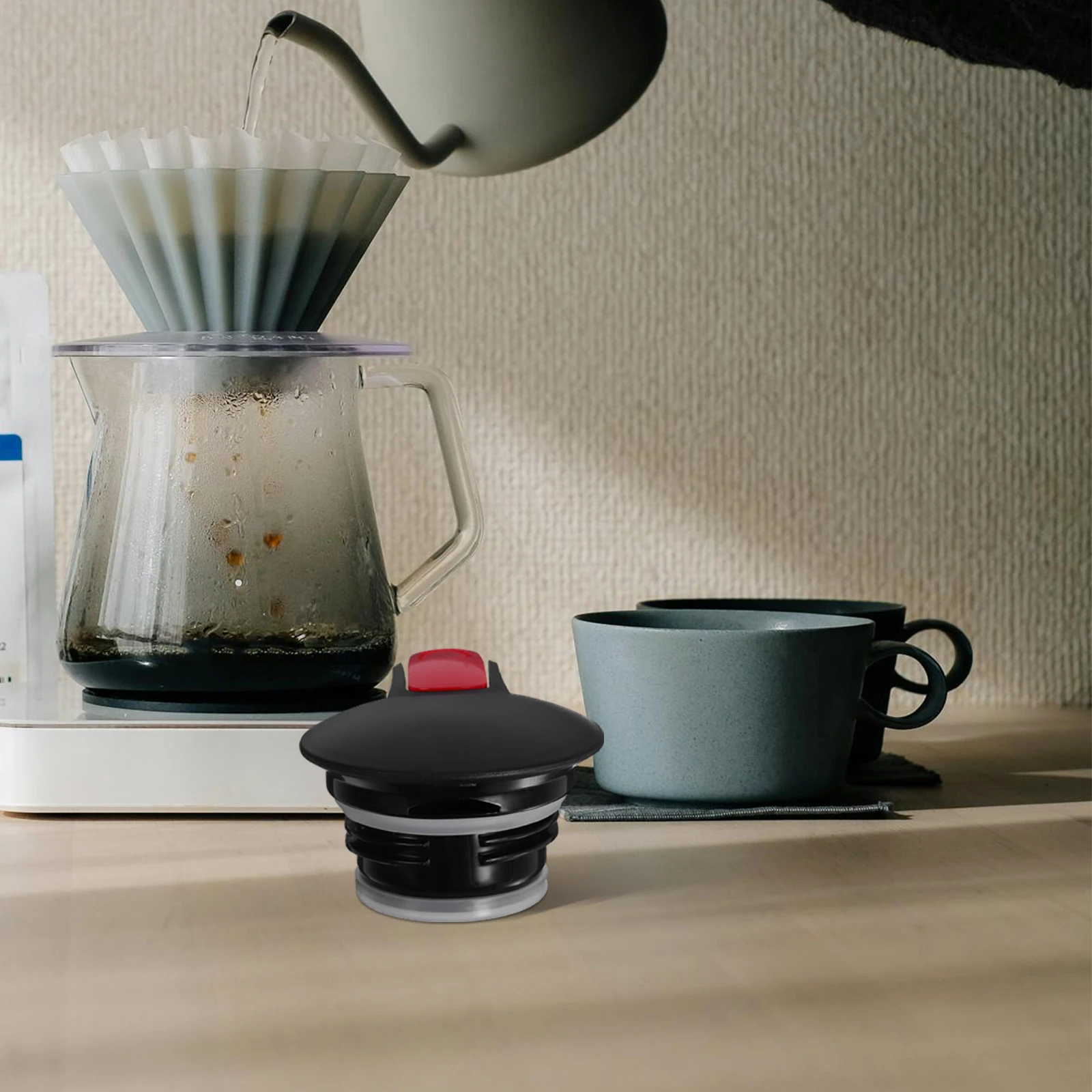 Tapa de jarra térmica para cafetera, repuesto de protección térmica PP con aislamiento negro y rojo, accesorios universales de cocina