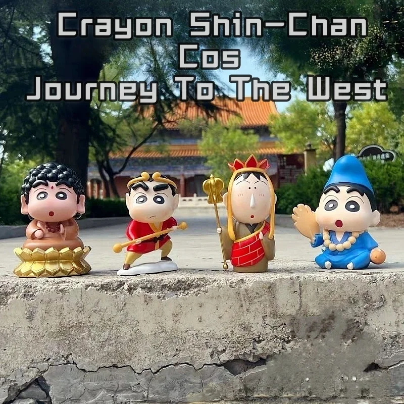 

Crayon Shin-chan Cos Goku Tang Monk White Dragon Horse Journey To The West креативные Коллекционные фигурки аниме настольное украшение