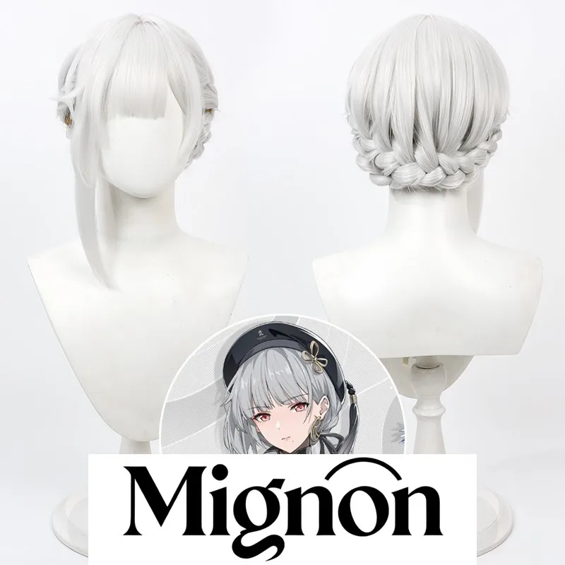 

Wuthering Waves Sanhua cosplay wig silver white styled updo silicone scalp Halloween gift