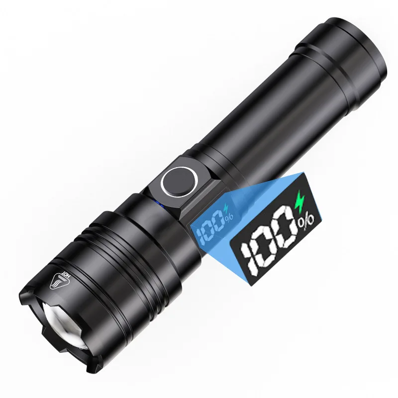 Torcia tattica con zoom tattico luminoso per esterni Torcia a LED USB ricaricabile Luce forte Batteria a lunga durata Impermeabile a lunga distanza
