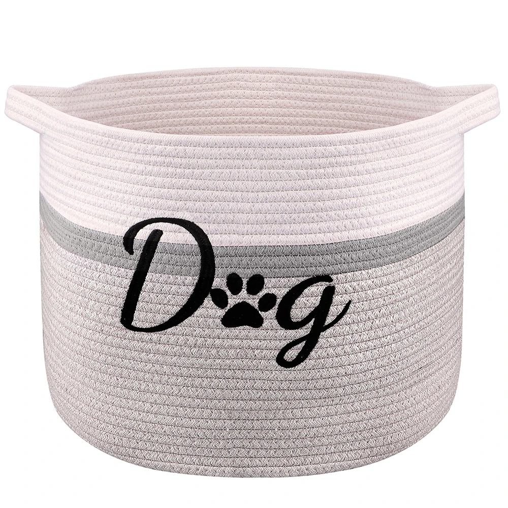 Dog Toy Collar Harness Storage Box Folding Pet Puppy Dogs Basket Boxes Cotton Rope Weaving Baskets For Dogs Cats High Capacity