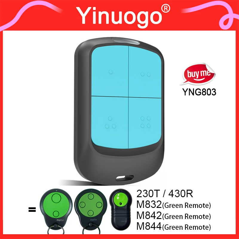 YNG803 For MERLIN M832 M842 M844 Garage Door Remote Control Prolift 230T 430R