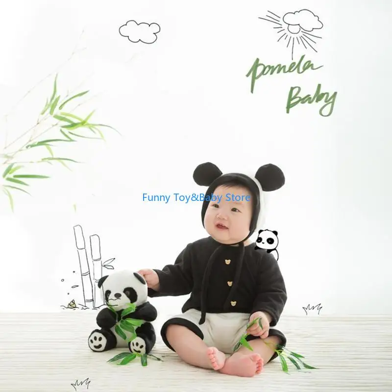 

C90B Newborn Infants Photography Props Baby Bear Romper Ears Hat Bear for Doll S