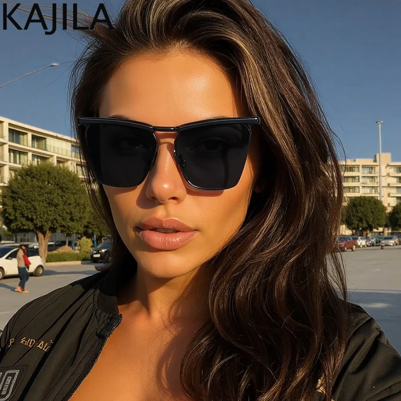 

Classic Cat Eye Shield Punk Sunglasses Women 2025 Luxury Brand Vintage Square Metal Frame Night Vision Sun Glasses For Ladies