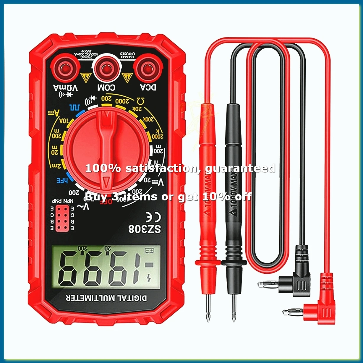 SZ308 Digital Multimeter Voltage Resistance Meter Current Meter Electrician LCD Backlight Ohm Square Wave Test A-A56M