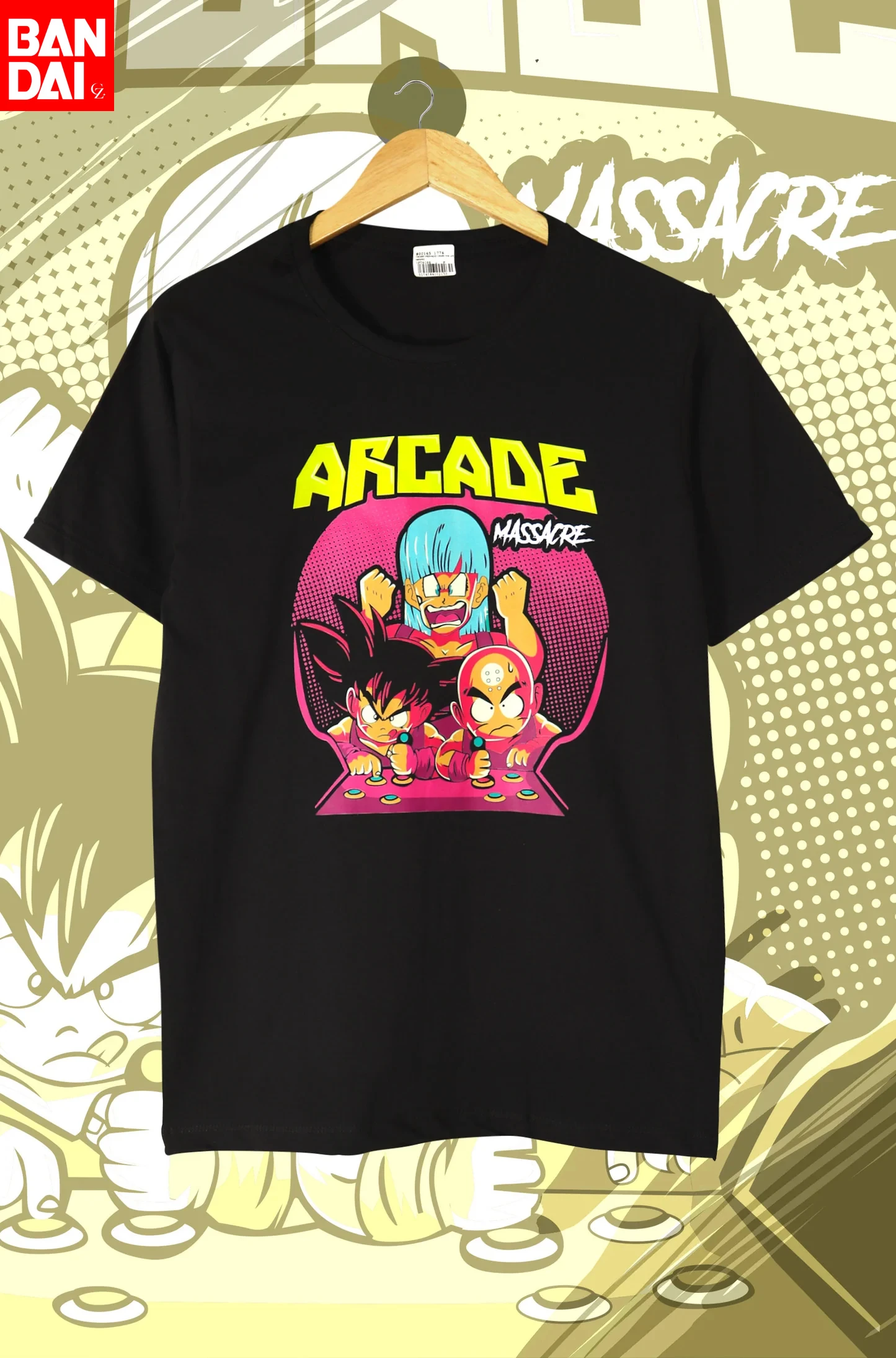 

Футболка мужская Dragon Ball Z Arcade Massacre с ретро-принтом, летняя, черная, оверсайз, аниме, уличная одежда, Харадзюку, свободный крой, хлопок, 2026