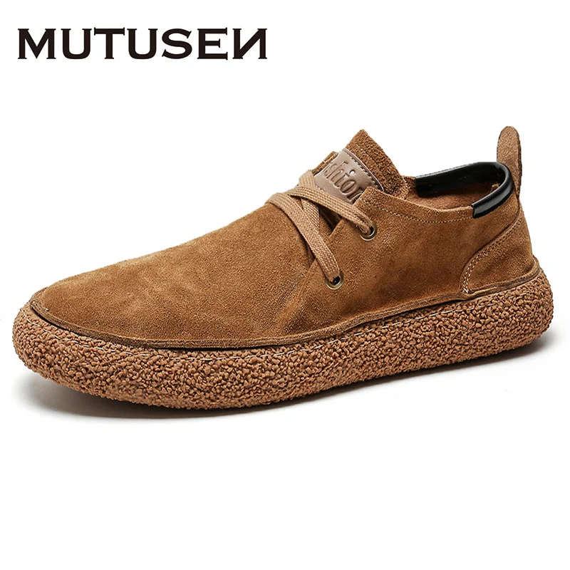 Genuine Leather Business Formal Shoes Cow Suede Soft Men Shoes Men Outdoor Casual Shoes British Style Low Shoes Chunky Sneakers