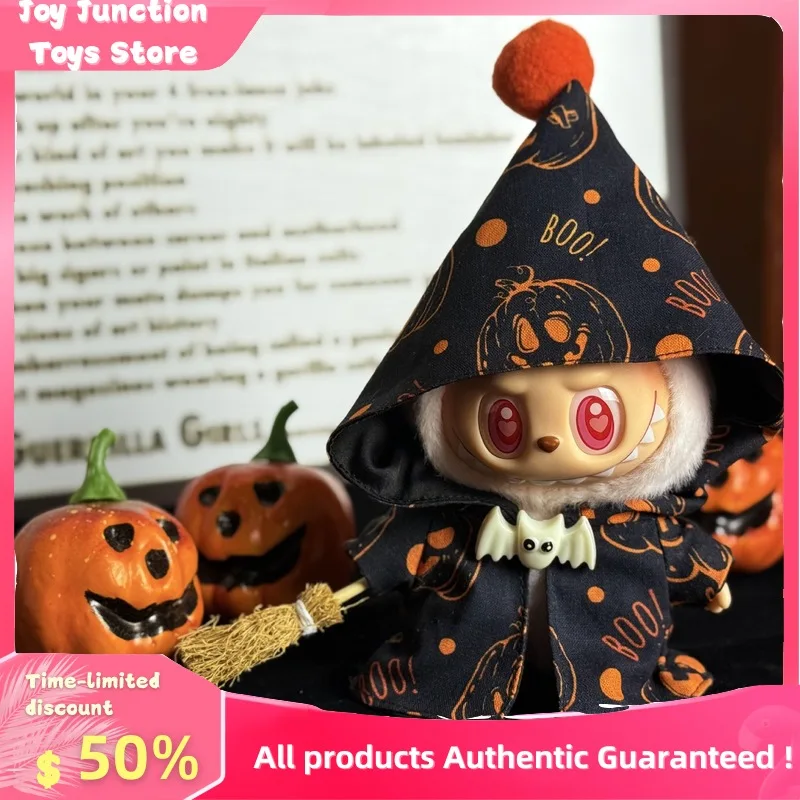 

17cm Dolls Clothing For Labubu Outfit Accessories Sitting Party Halloween Trick-Or-Treat Series Pumpkin Cloak Flying Broomstick