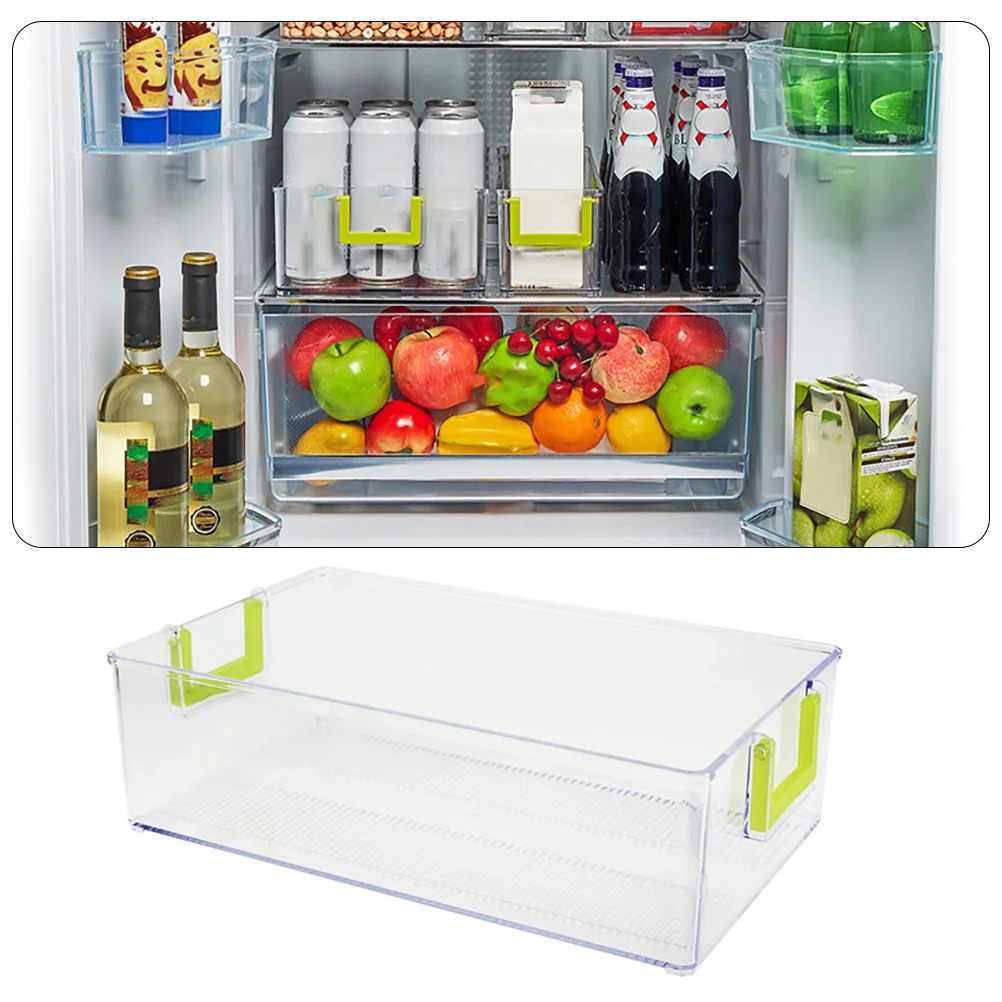 

1pc Draw Style Storage Box Transparent Fridge Bin Refrigerator Organizer Waterproof Non Slip Bottom Large Capacity Smooth Edge