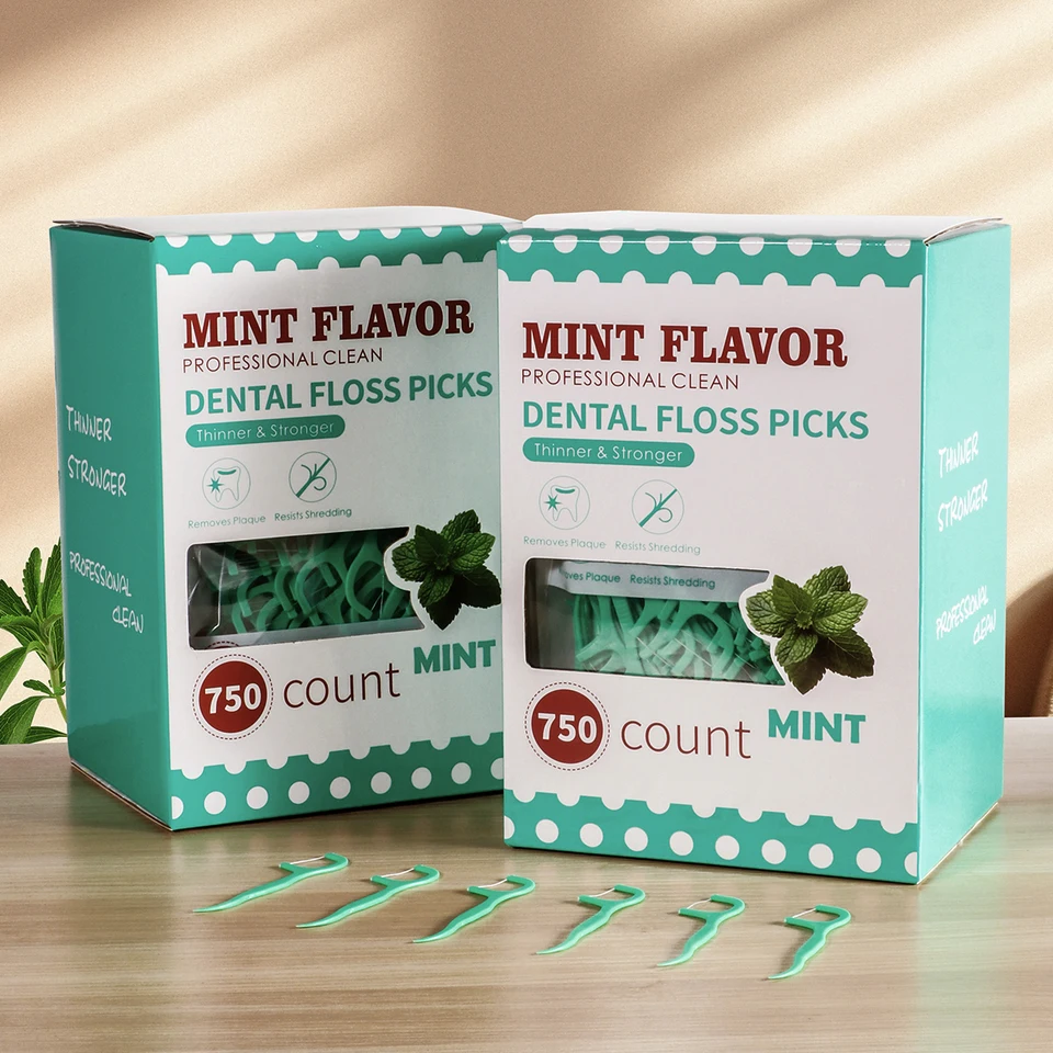 Palillo de Hilo Dental con Sabor a Menta - Cuidado Bucal Portátil Desechable para el Hogar - Limpieza Profunda - Limpieza Interdental PR 6