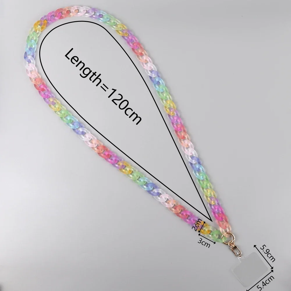 FishSheep 12 Colors Frosted Acrylic Chain Crossbody Phone Lanyard Rope for Women Portable Mobile Anti-lost Cell Phone Link Strap