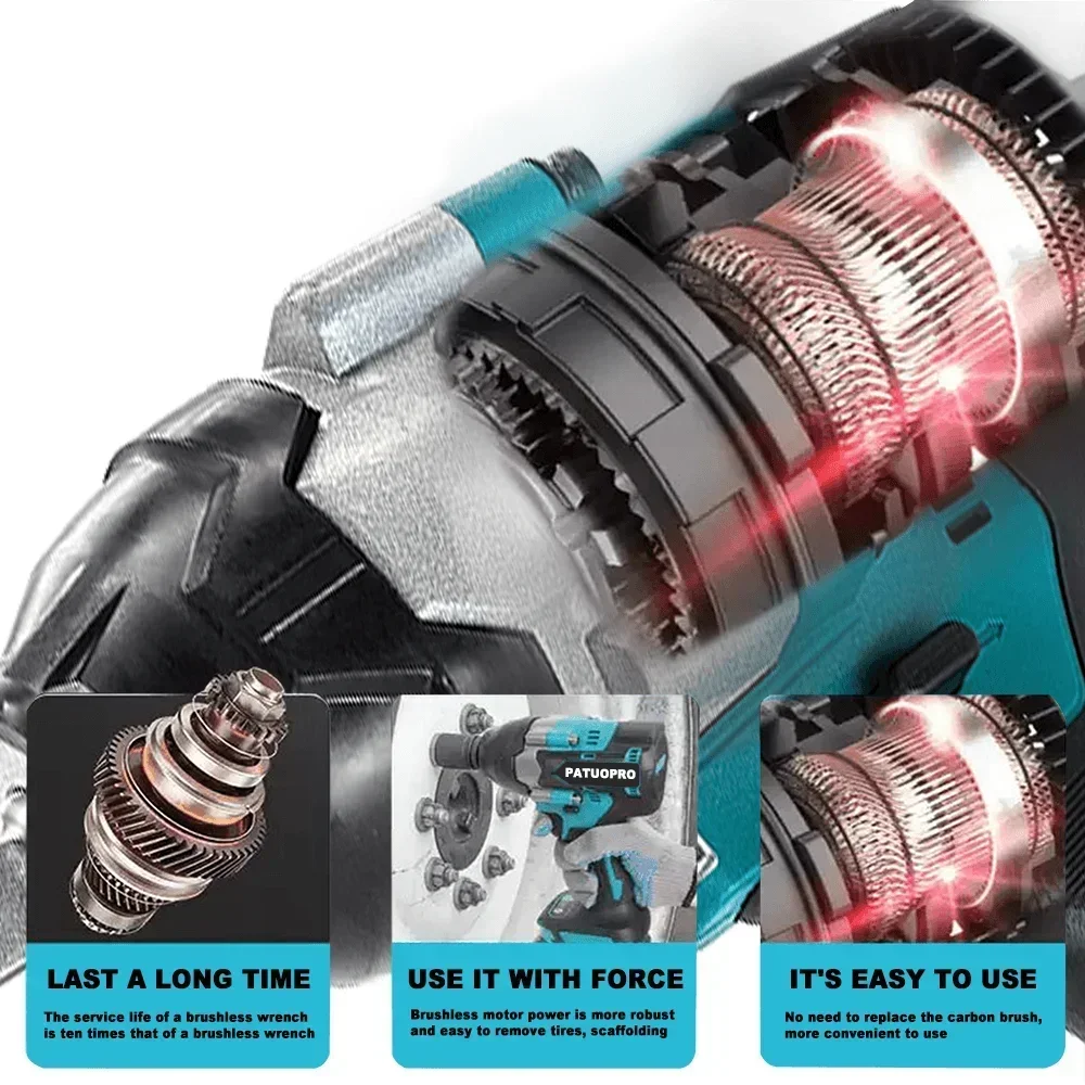 1500N.M ไร้สายไร้สายประแจผลกระทบ1/2นิ้วแรงบิด Kunci Pas Listrik Fit Makita 18V แบตเตอรี่ (ไม่มีแบตเตอรี่)