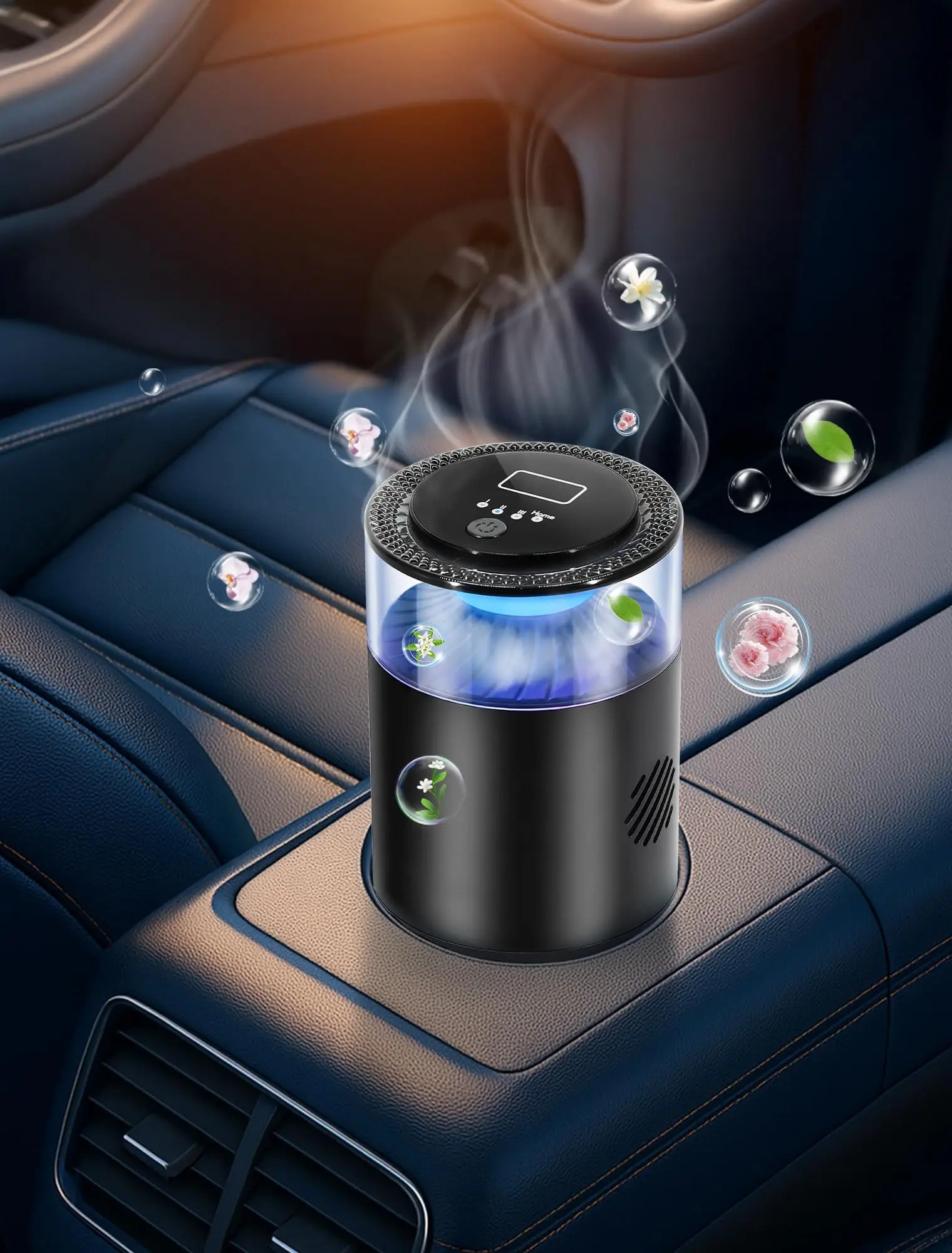 

Smart Car Air Freshener With Ambient Light And Mist 3 Modes Auto On Off For Car Bedroom Office