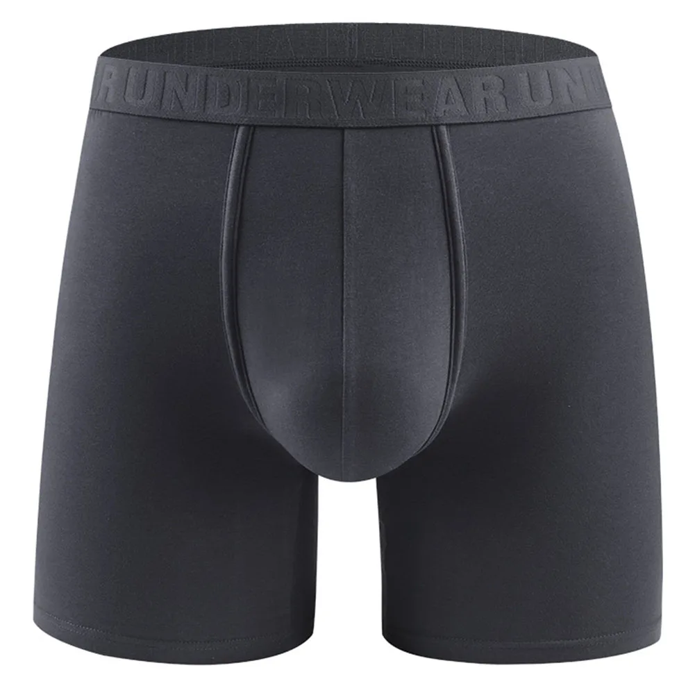 Men Underwear Boxers Shorts Solid Ice Silk Panites Man Breathable U Convex Pouch Middle Long Leg Underpants Cueca Calzoncillo