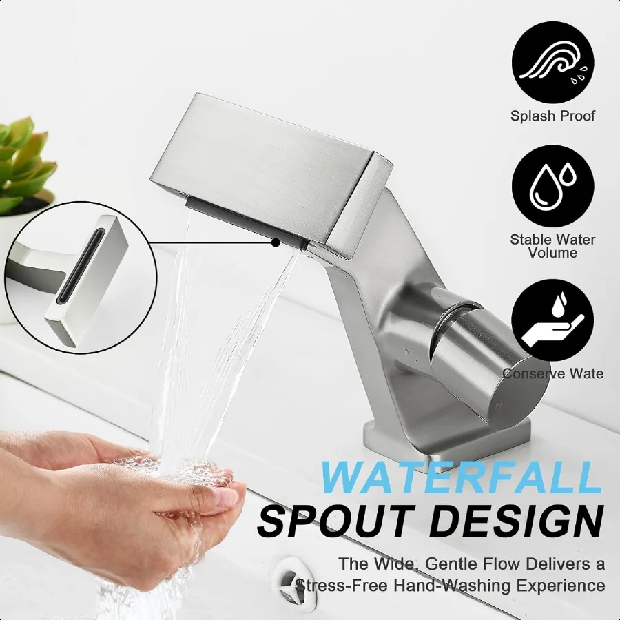 بالوعة الحمام الحنفيات نحى النيكل شلال الحمام صنبور 1 حفرة مقبض واحد النحاس الحمام صنبور سطح جبل مع 2 ply