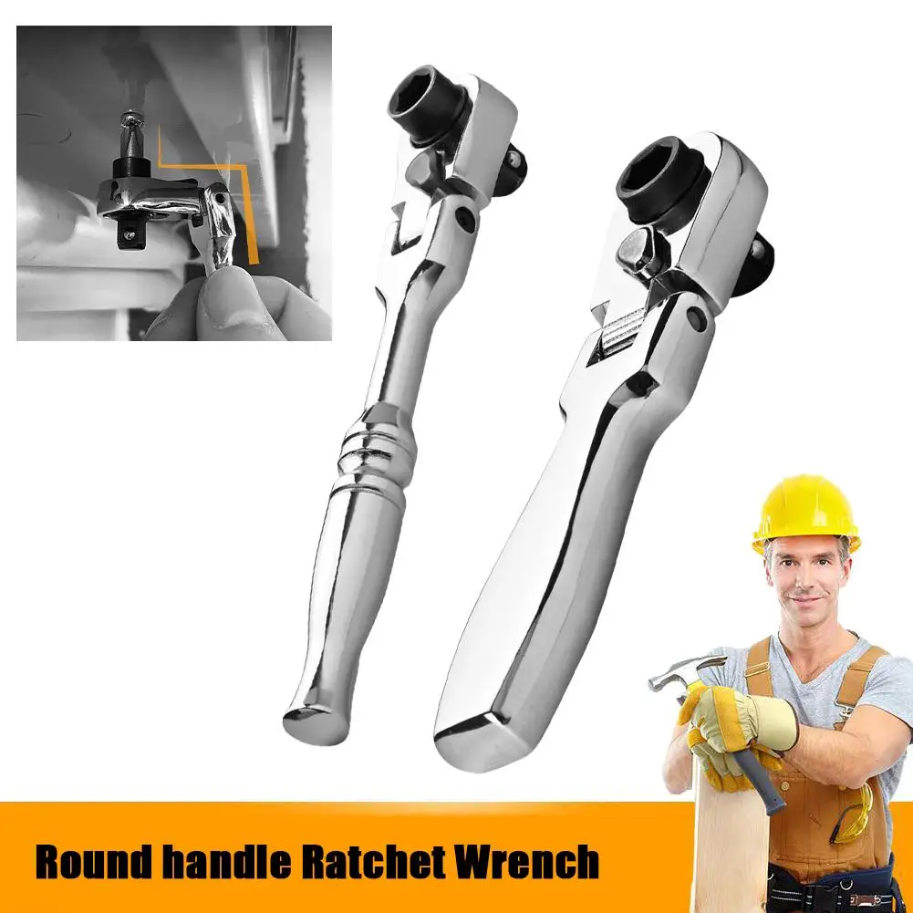 2 In 1 Round Handle Ratchet Wrench 1/4 Double Ended Socket Hand Bit Quick Tool Repair Home Teeth Tool Spanner 72 DIY Screwd I3K1