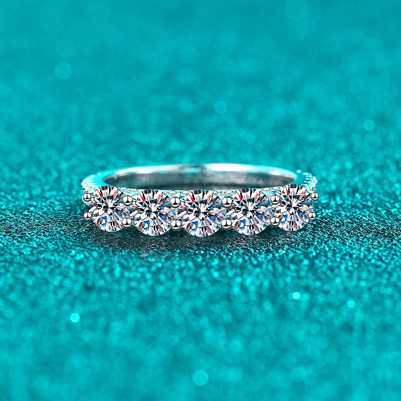 NeeTim 4 مللي متر مويسانيتي خاتم 925 فضة الصلبة مع الذهب الأبيض مطلي الخلود الفرقة خواتم الخطبة الزفاف للنساء