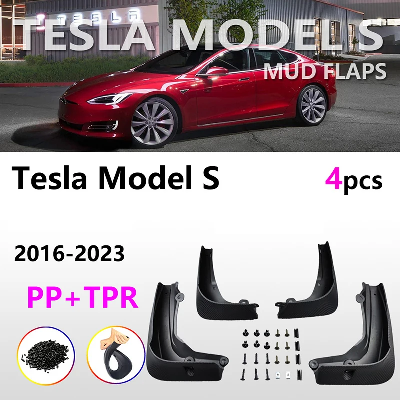 

Auto Mud Flaps for Tesla Model S 2016-2023 Auto Mudflaps Front and Rear Dedicated TPE Mudguard Fenders Protector Car Accessories