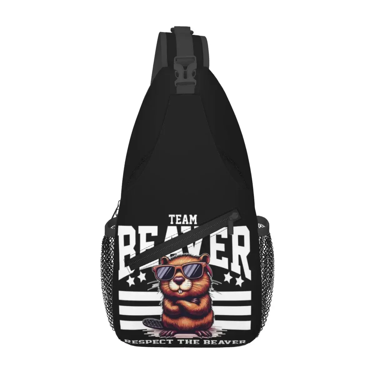 

Team Beaver Respect The Beaver Chest Bag Men Sling Crossbody Backpack Chest Bag Travel Hiking Daypack Shoulder Bag