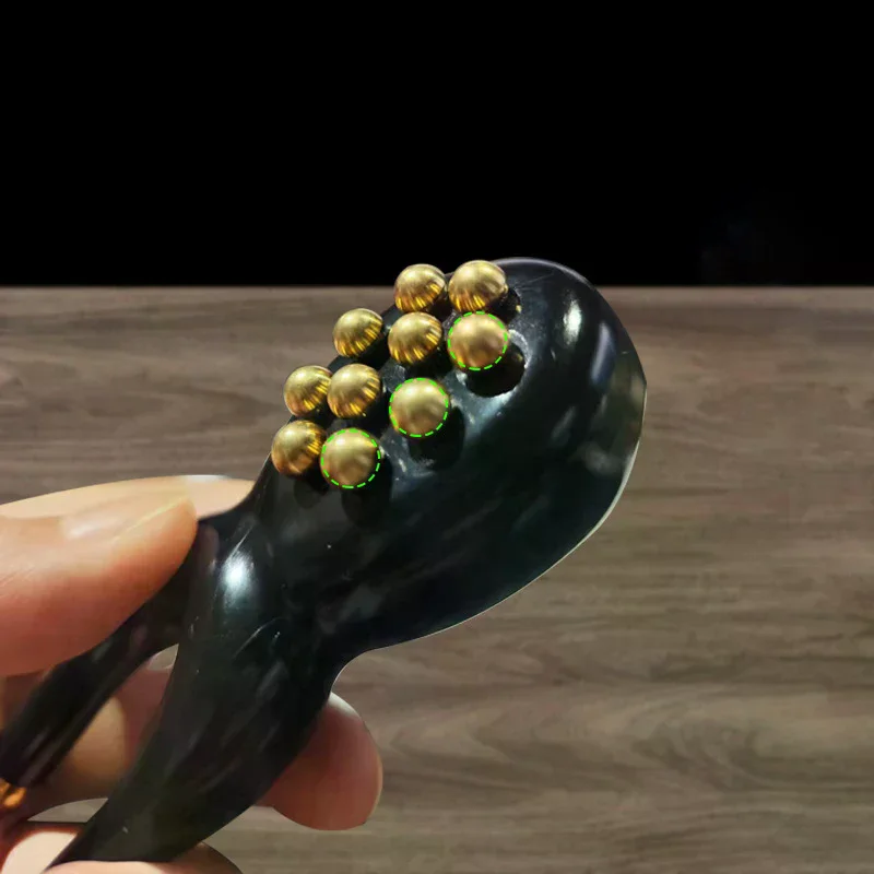 

Nose Guasha Massage Tool Meridian Brush Brass Bead Handheld Comb Antistatic For Face Nose Eye Relaxation Spot Meridians Acupoint