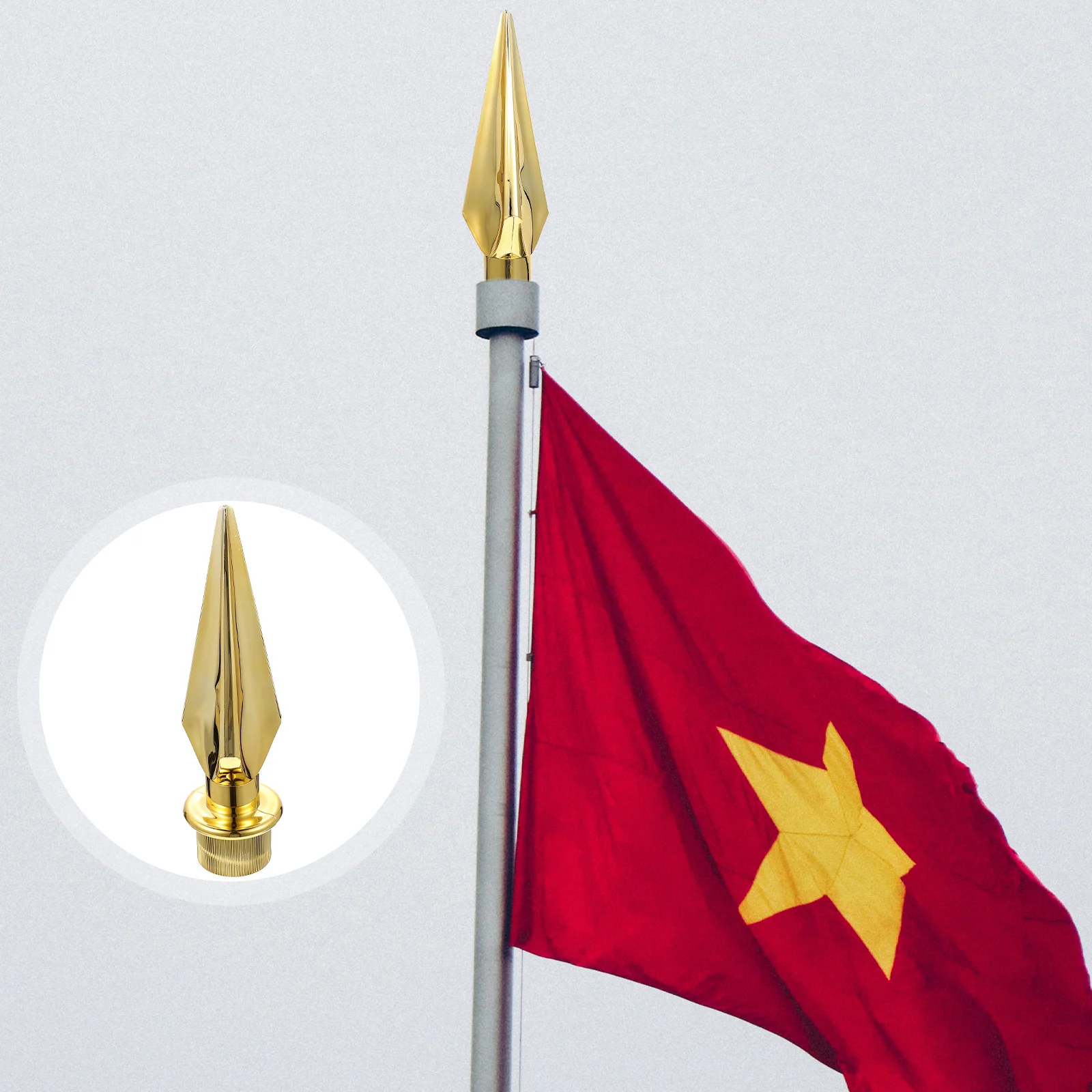 Flag Finials Flagpole Toppers Outdoor Head Decorated Hall Golden Plastic Office