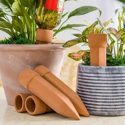 Plant Self-Watering Stake Garden Terracotta Water Dripper Spike Cone Shaped Clay Auto-Water Irrigation System For Indoor/Outdoor