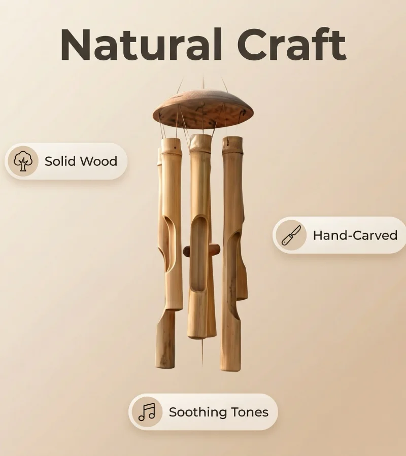 1 Piece Handmade Bamboo Wind Chime, Ideal Choice for Summer Birthdays/Hotels/Homes/Bedrooms/Weddings/Outdoor Decorations and Gif