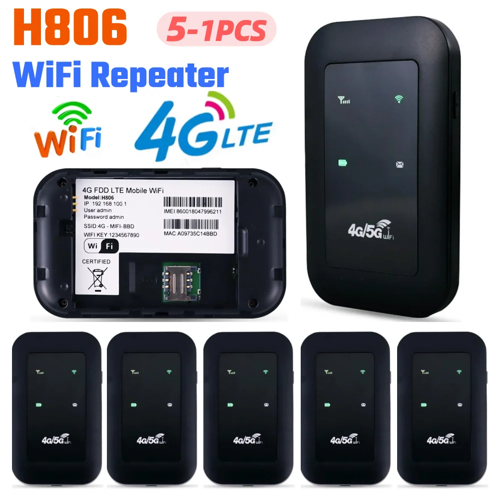5-1 قطعة H806 4 جرام LTE راوتر H806 150Mbps مكبر صوت أحادي شبكة المتوسع محول 3 جرام/4 جرام فتحة للبطاقات SIM موسع مودم دونغل