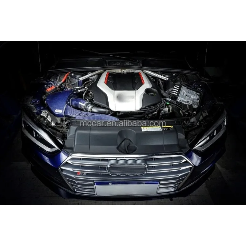 More Power Blue-black Real Dry Carbon Air Intake Manifold For Audi S4 S5 B9 3.0T 2017+ Racing Version Cold Air Intake System