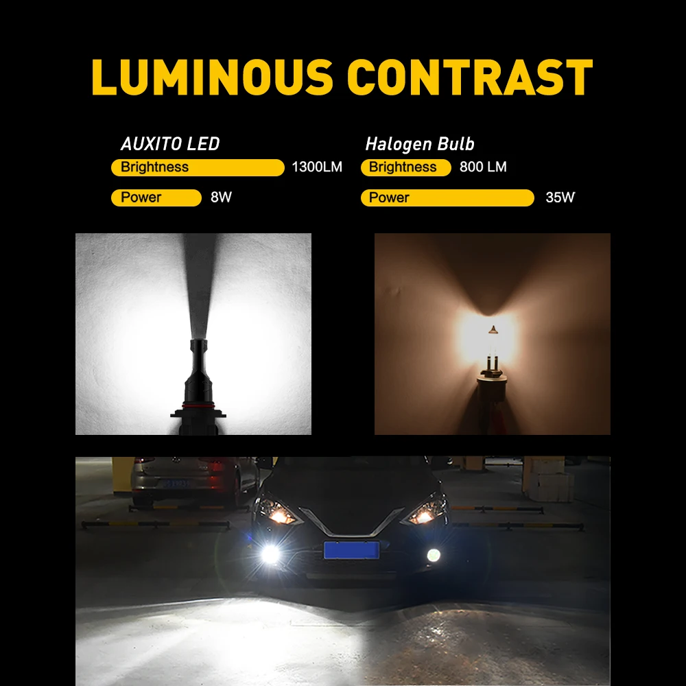 

AUXITO 2Pcs LED H27 881 LED Car Headlight Fog Lights Canbus No Error 6000K White H27W/2 LED Front Driving Running Lamp for Auto