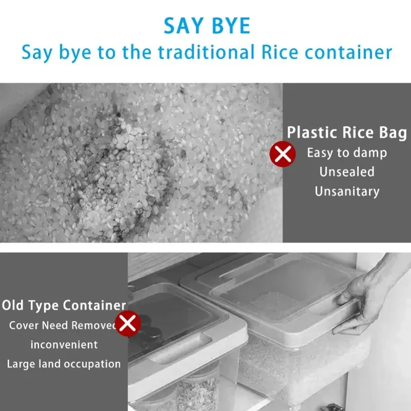 Rice Dispenser Grain Container Storage with Lid Measuring Cylinder Moisture Proof Household Dispenser for Cereal Soybean Corn