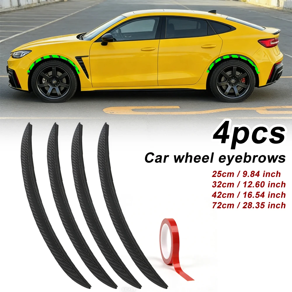 4Pcs Car Fender Trim Strip Curved Anti-Scratch Wheels Lip Strip Eyebrow Mudguard Lip Protector Cover Guard Accessories