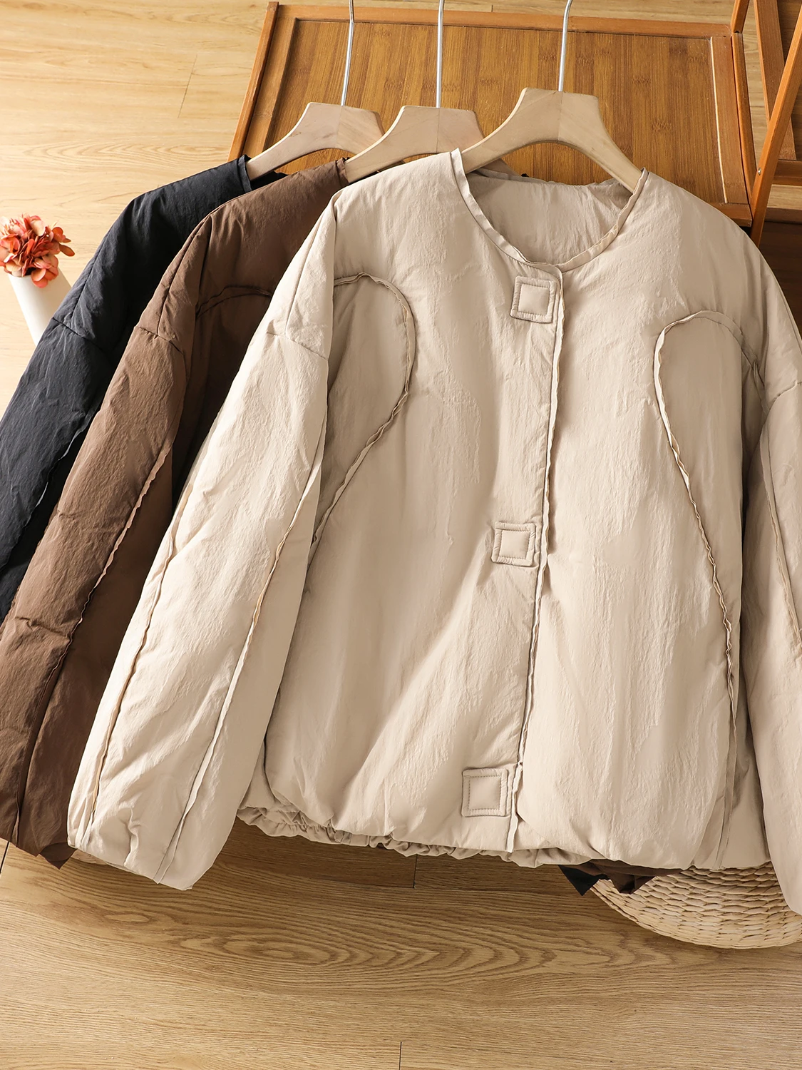 

Women's down Cotton Jaet Loose Casual Winter Warm Coat Bread Sle Top Long Sve round Ne Korean Version Dreng Snow ...