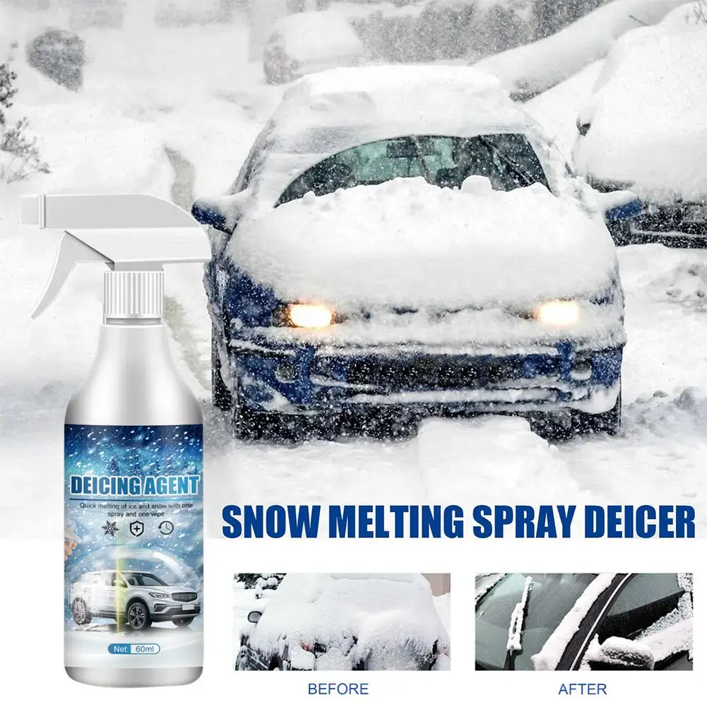 60ML Windshield De-Icer Instantly Melts Ice Snow Melting Clean Coating Tool Defrost Snow Hydrophobic Liquid Windshield Anti R6C2