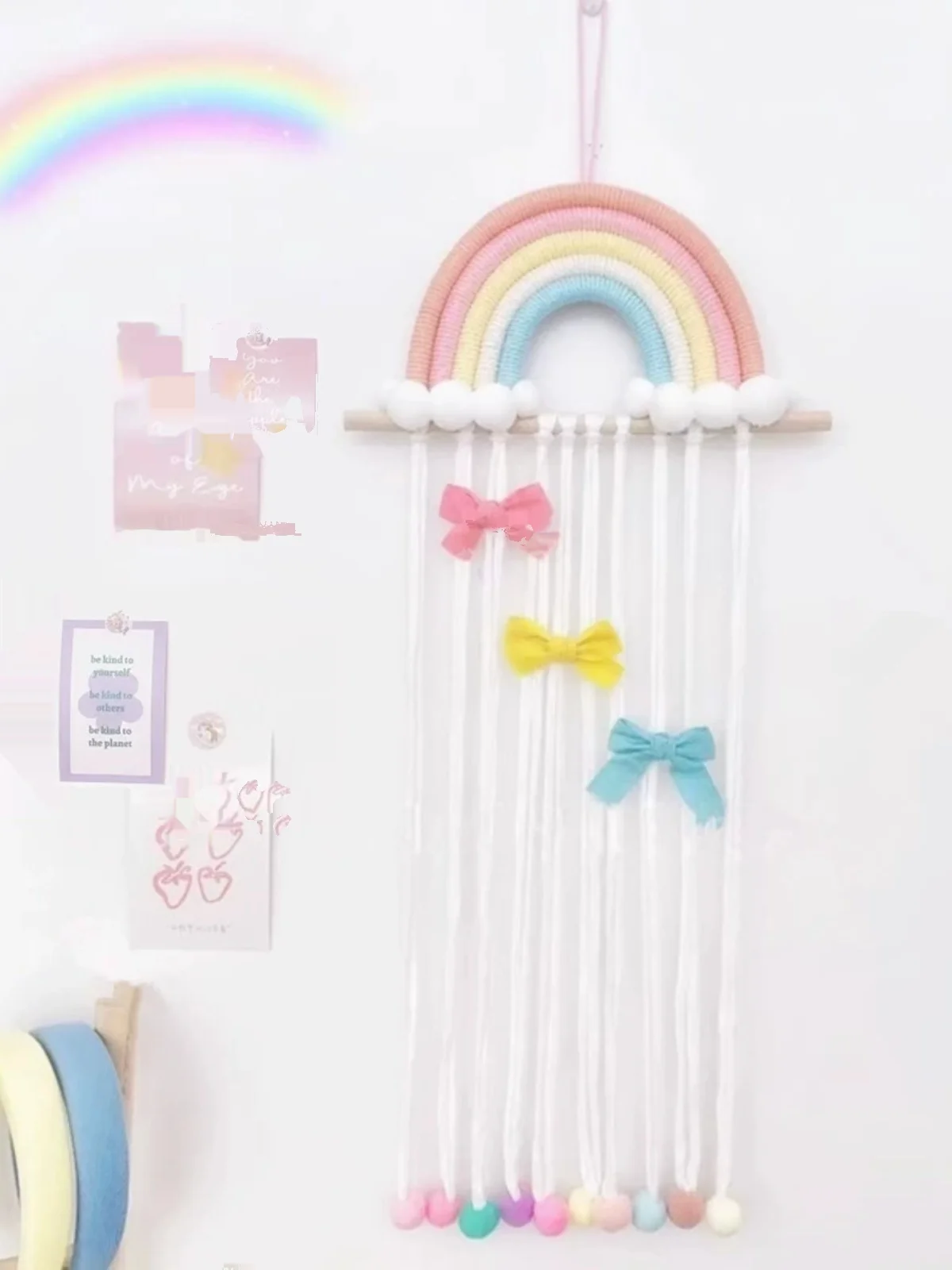منظم إكسسوارات الشعر لغرفة الأطفال، رف عرض قوس قزح، حل تخزين زينة الشعر ودبابيس الشعر #4