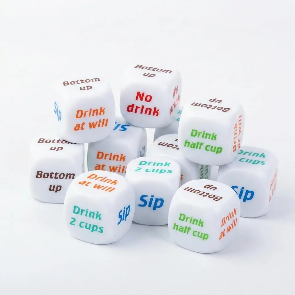 

10PCS Drinking Dice Set,25mm Large Acrylic Dice with Funny Drinking Rules,Adult Party Dice for Bar, Game Night Social Gatherings