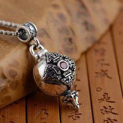 Retro Gawu Box Pendant Openable Vajra Six-Character Sutra Zircon Buddha Necklace Suitable for Men and Women Amulet Jewelry