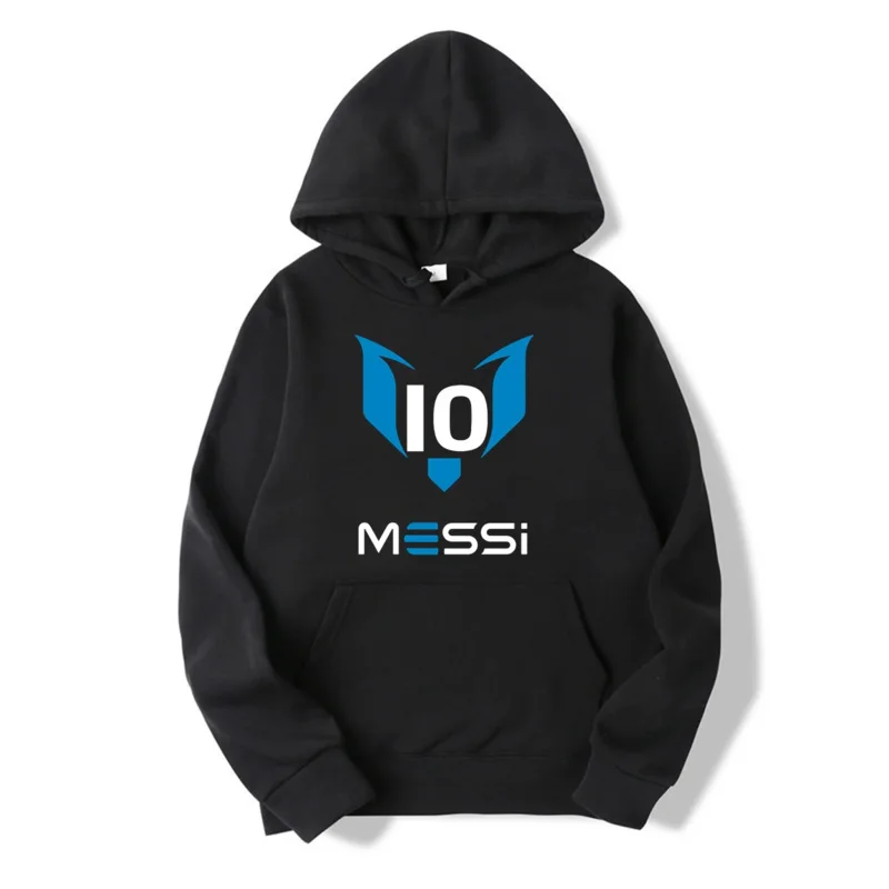 

Men's and Women's Cotton Hooded Sweatshirt with Long Sleeve Logo of Messi 10, Y2k, Unisex M-5XL