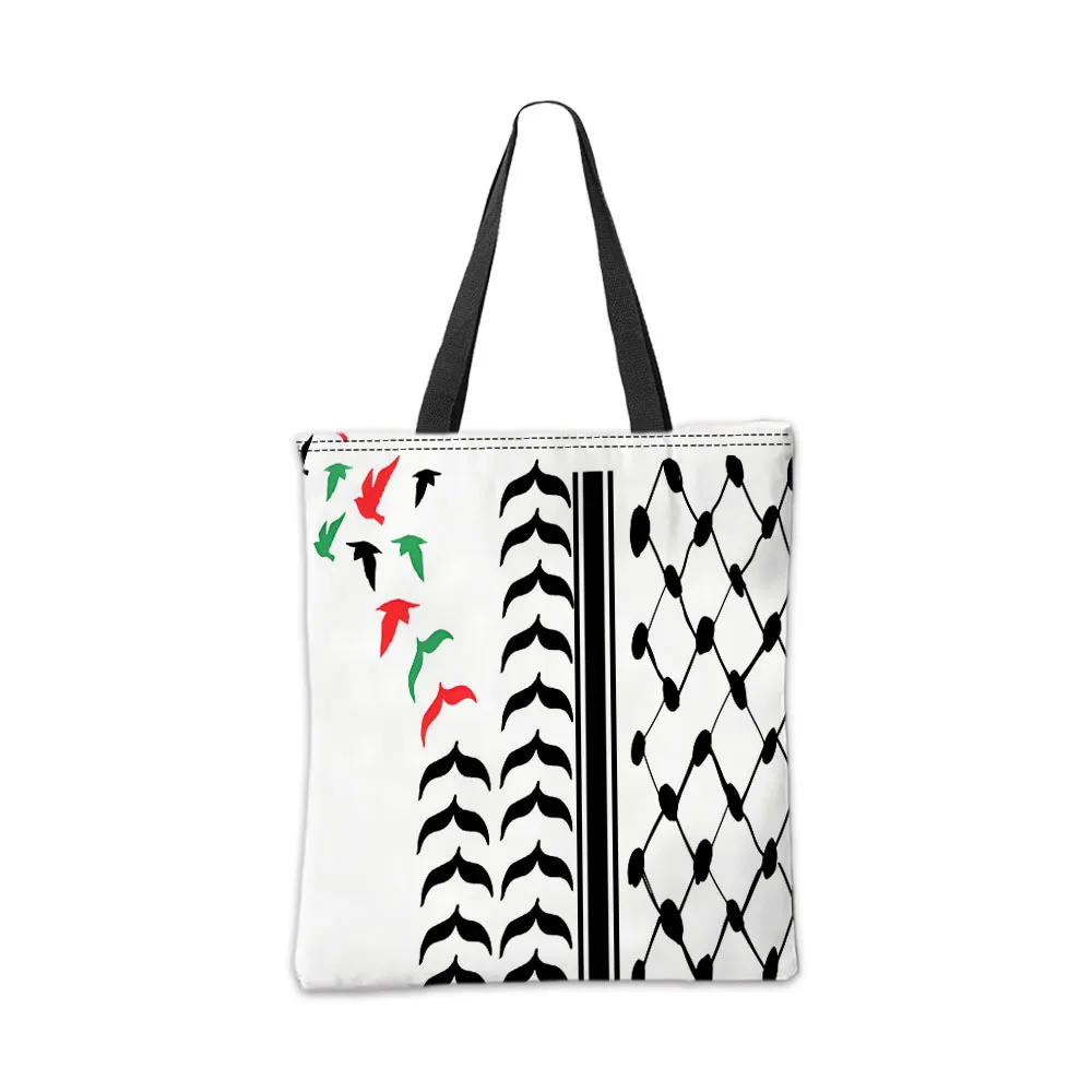 Tas jinjing desain tradisional pola geometris merah, hitam putih, tas kosmetik, kombinasi praktis, tas belanja, tas penyimpanan, tas tangan