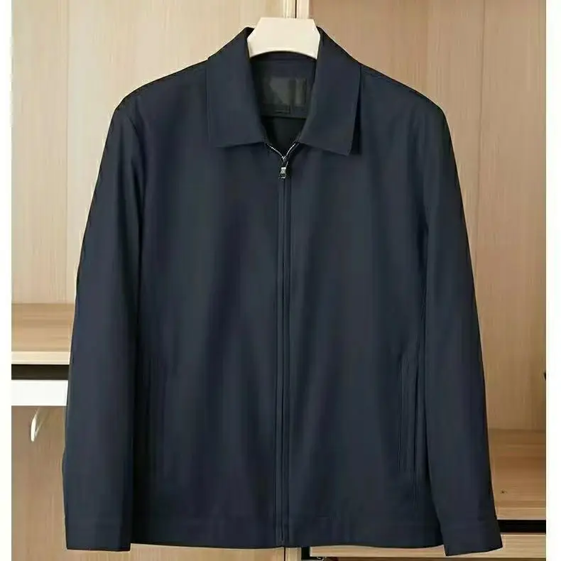 

Мужская демисезонная куртка свободного кроя с воротником на молнии для мужчин среднего и старшего возраста, больших размеров, тонкая верхняя одежда