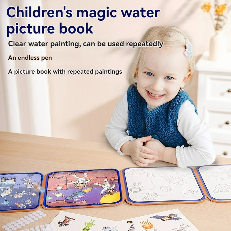 Livro de desenho aquático de quebra-cabeça infantil, graffiti repetido, livro de desenho aquático, quebra-cabeça do bebê pode ser lavado com livro de desenho de água