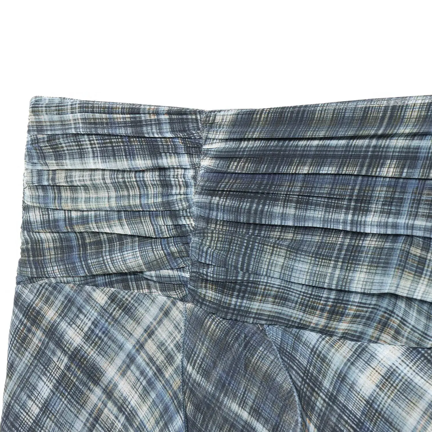 กระโปรงมิดิลายสก็อตแบบอสมมาตรอเนกประสงค์ KASLEAD สำหรับผู้หญิง เอวสูง สไตล์สตรีท ผลิตจากเส้นใยโพลีเอสเตอร์