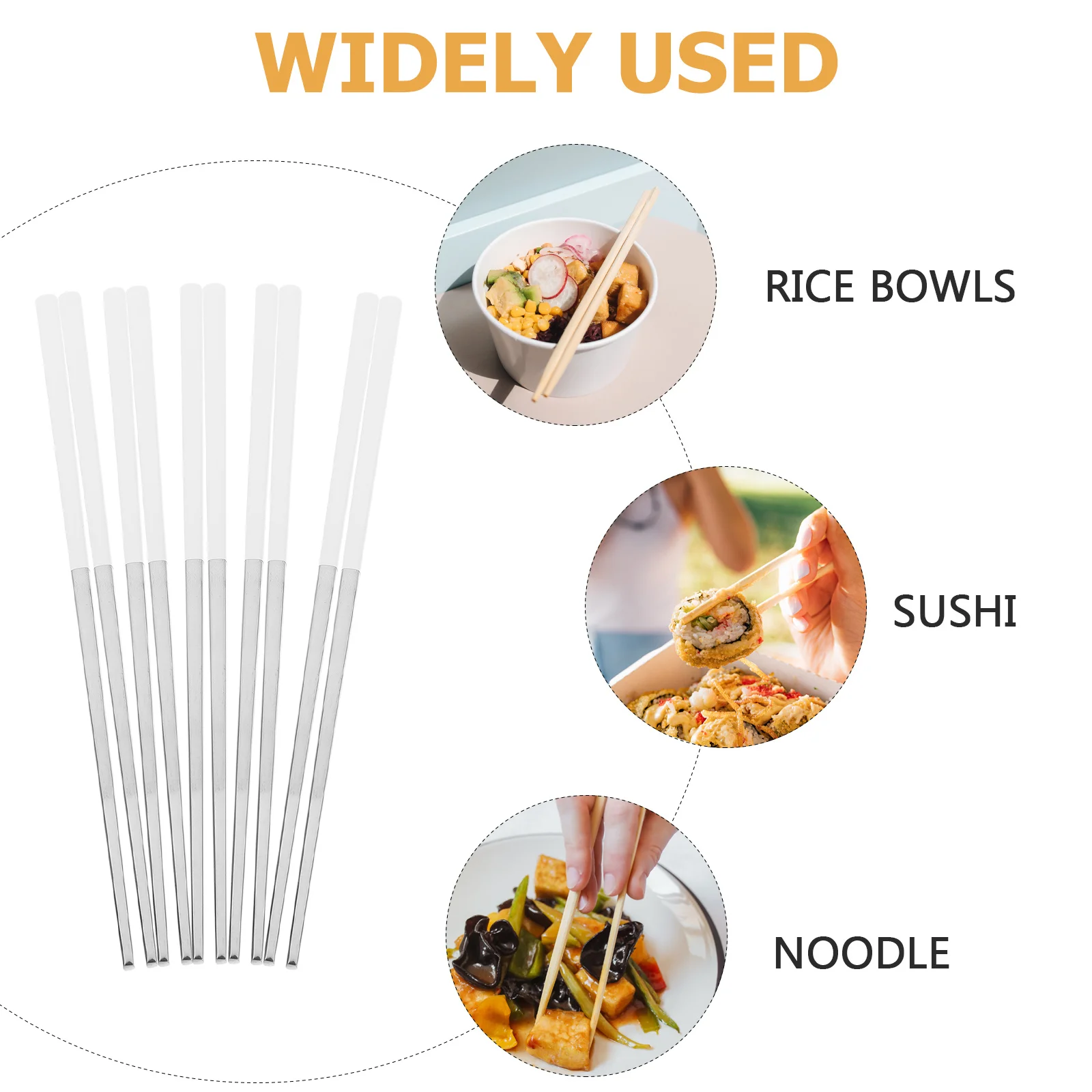 

Anti-Skid Heat-Resistant Stainless Steel Chopsticks Lightweight Reusable For Camping Party Kitchen Dining Noodle Rice Hot